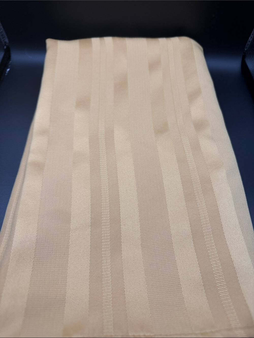 Vintage Beige-Gold Stripe Rectangular Tablecloth approximately 48x52